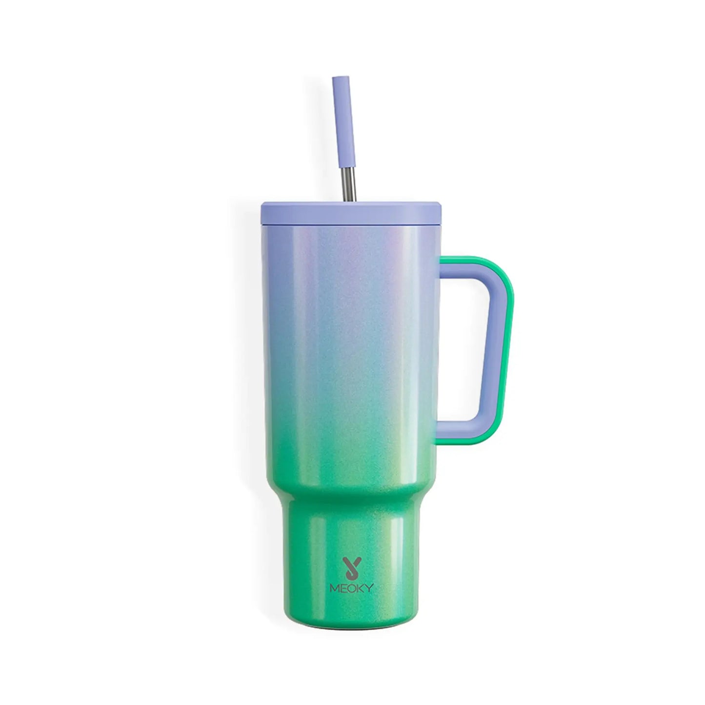 Portable Spring Tumbler Cups, Food Grade Meoky Cup, 40Oz Tumbler with Handle, Reusable Vacuum Tumbler Cups, Insulated Tumbler with Lid and Straws, Leak Resistant Lid Water Bottle, 40 Ounce Tumbler, Insulated Cup